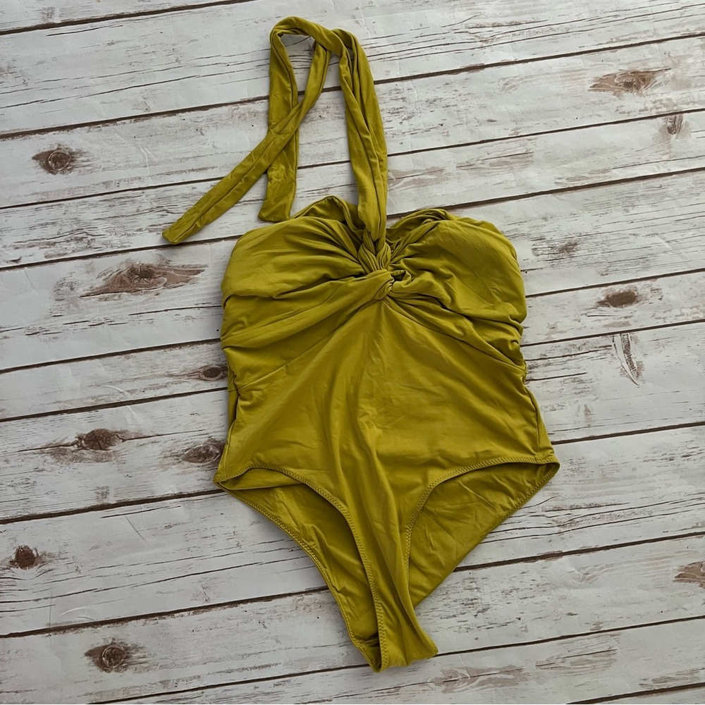 Zara Twist Top Chartreuse One Piece